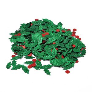 Confettis de table en plastique feuilles de houx x15g