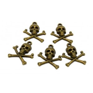 Breloques tête de mort bronze antique x20