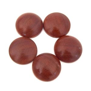 Cabochon Rond Bois de Padouk Fait Main – Perle Artisanale Ø20-25-30mm
