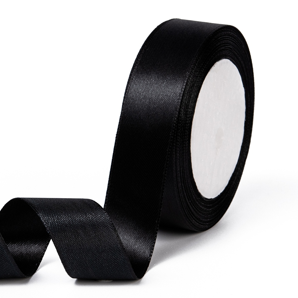 Rouleau de 22 mètres de ruban en satin 25mm noir – Image 2