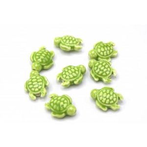 Perles tortues vertes en porcelaine
