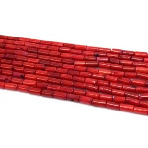Perles corail bambou rouge colonne