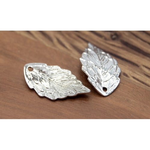Breloques feuilles argent en acier inoxydable 316 x20 – Image 2