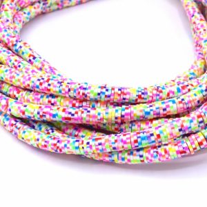 Chapelet de perles heishi Ø6mm pixels  multicolore