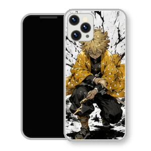 Coque iPhone 15 Zenitsu Agatsuma Assis Encre Noire | Manga Demon Slayer