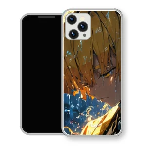 Coque iPhone 15 Zenitsu Agatsuma Pluie Bleue Portrait | Manga Demon Slayer