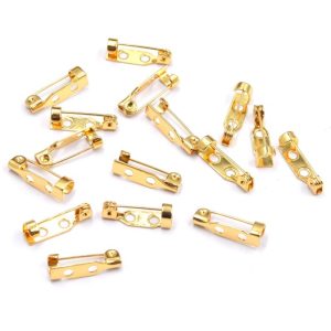 Accessoires de broche en acier inoxydable, plaqué or 18k x5