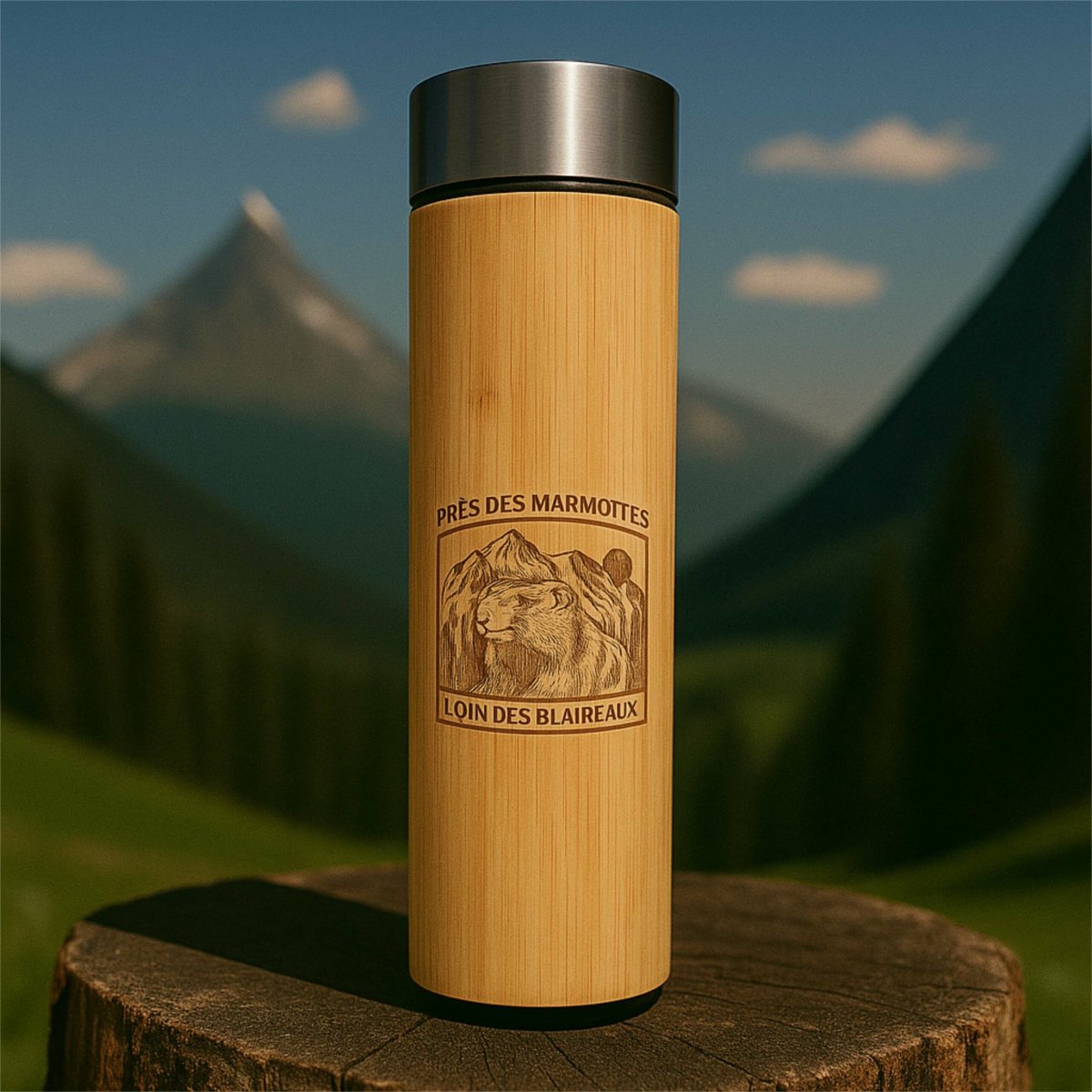 Gourde Bois Marmotte Blaireaux