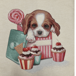Carré de tissu jacquard chien sucrerie 47 x 47 cm