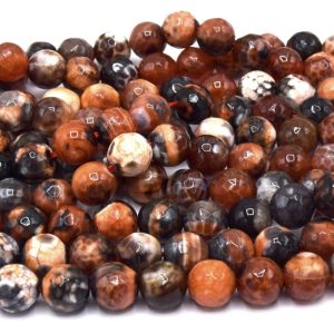 Perles agates de feu a facettes 8mm chocolat