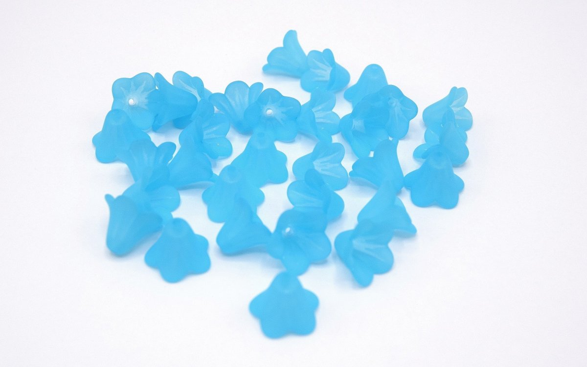 Perles coupelles fleurs dépolies bleu turquoise 14mm – Image 4