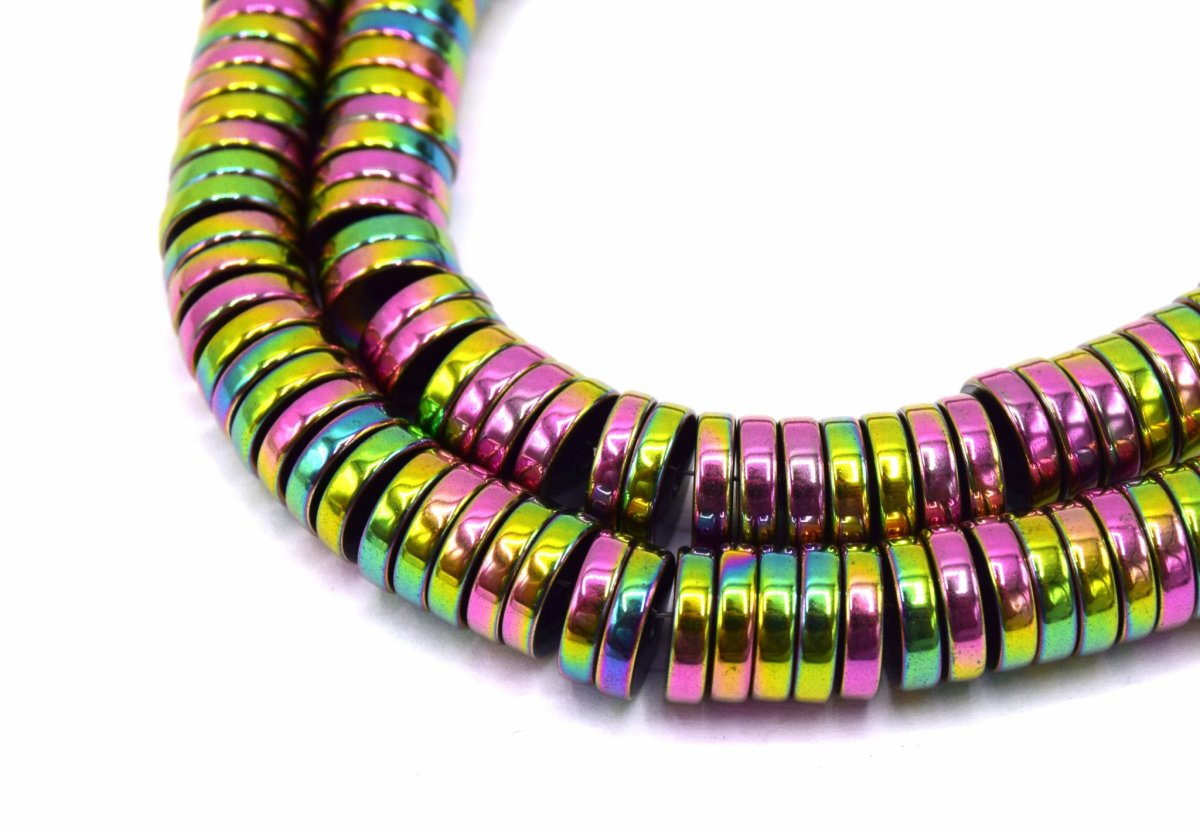 Perles disques Heishi en hématite non magnétique Multicolore 8mm