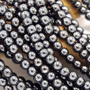 Perles hématites  6mm Rondes grade A noir non magnétique