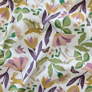 Tissu coton Anatida fleuri motifs animaux