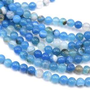 Perles agate rondes bleu ciel 6mm