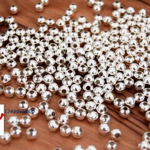 Perles Intercalaires ronde en métal argenté Ø3 mm