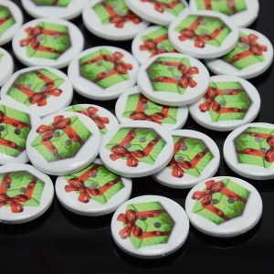 Boutons en Bois cadeaux de Noël Rond Ø15mm x25
