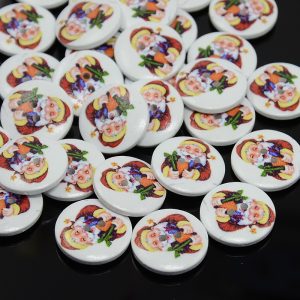 Boutons en Bois Père Noël Rond Ø20mm x25