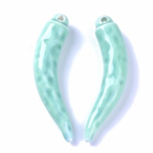 Pendentifs en porcelaine corne vert turquoise