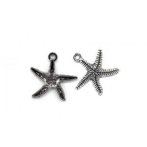 Breloques étoiles de mer métal argenté 25 mm