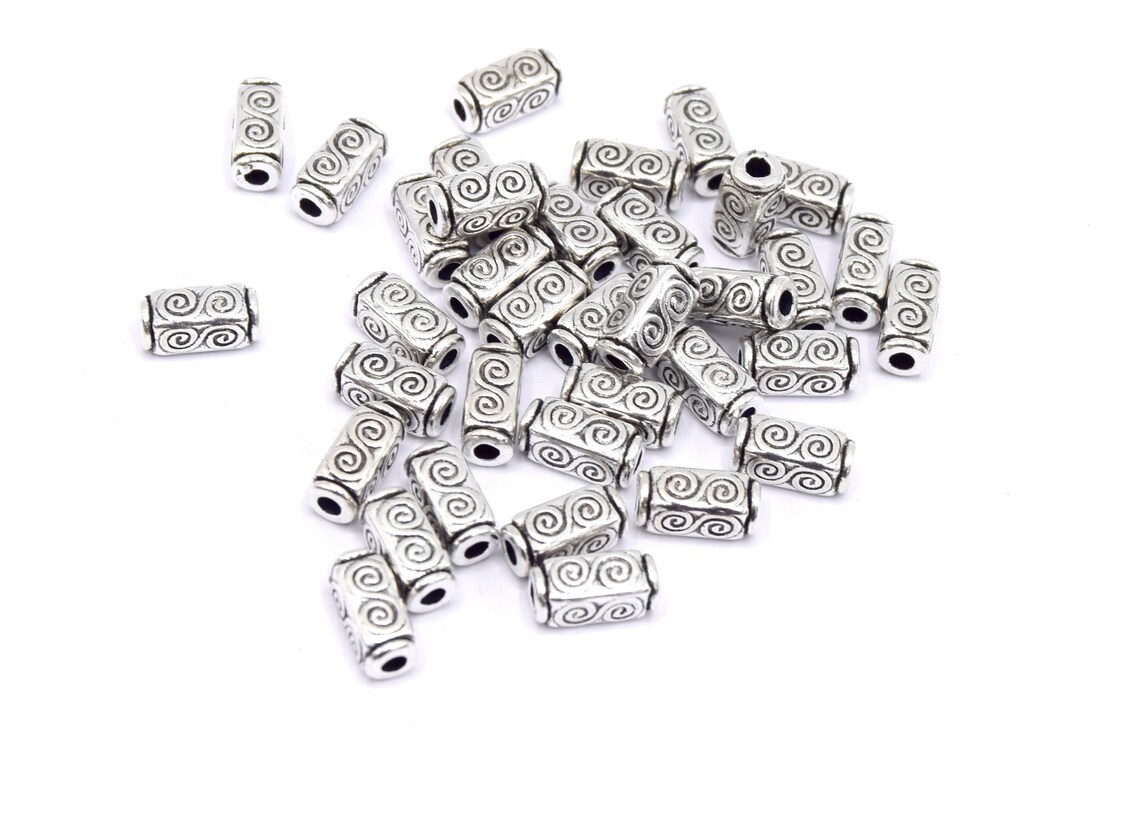 Perles colonne argent antique 10mm x20 – Image 2