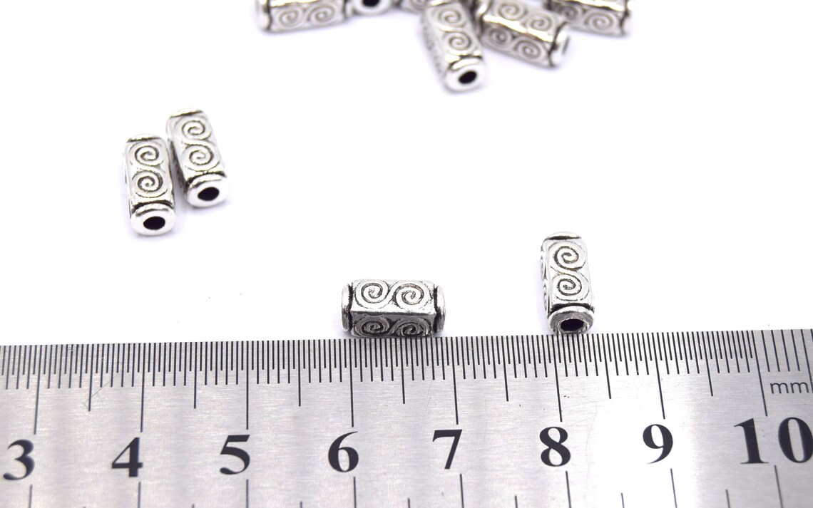 Perles colonne argent antique 10mm x20 – Image 4