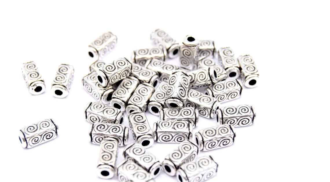 Perles colonne argent antique 10mm x20 – Image 3
