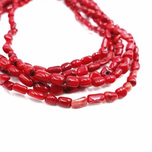 Perles corail bambou rouge pépites x20