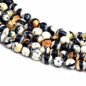 Perles de jade beige taché Ø4mm