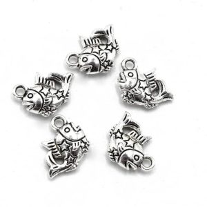 Breloques poissons métal argenté Etoiles 15mm