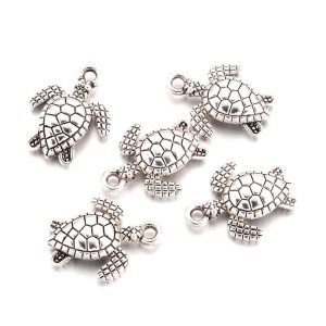 Breloques tortues de mer en alliage argent antique x20